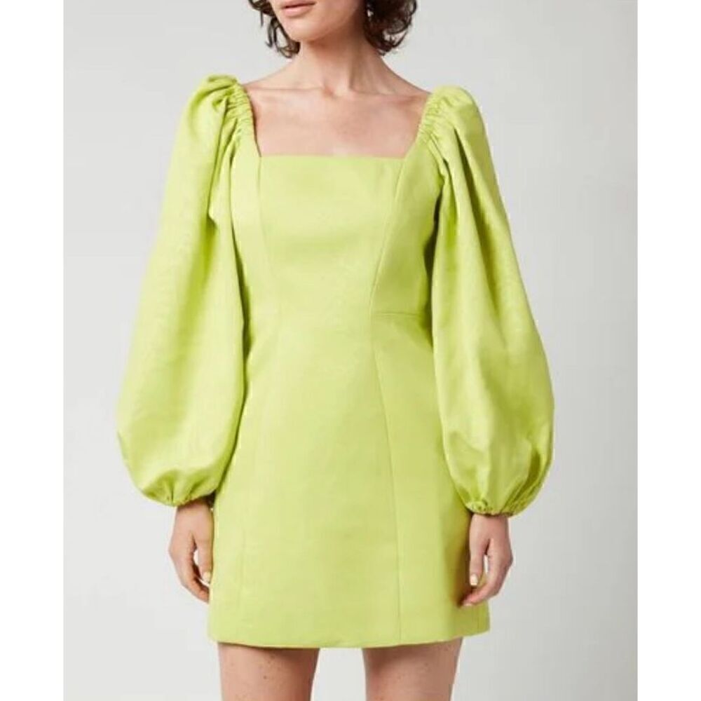 Ted Baker Disina Mini Jacquard Exaggerated Sleeve Dress in Yellow Lyst NWT Size